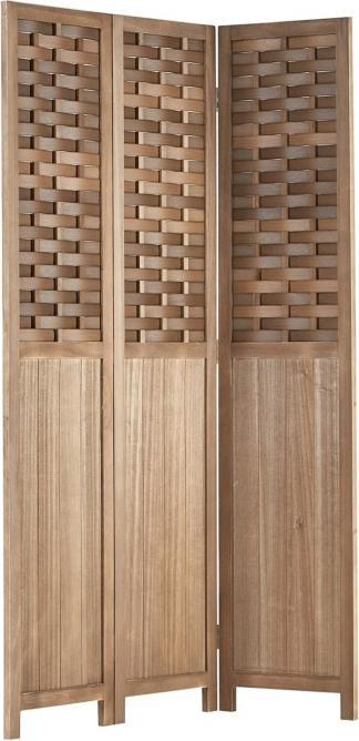 Produktbild Homestyle4u Paravent Raumteiler 3 teilig Holz Trennwand Rattan Optik Sichtschutz Braun