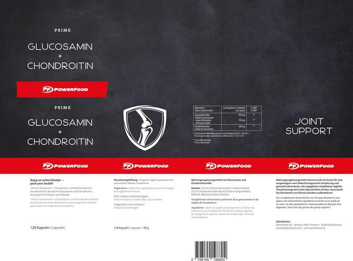 Nährwerte und Zutaten PowerFood One Glucosamin + Chondroitin (120 Stück, Kapseln, 400 g)