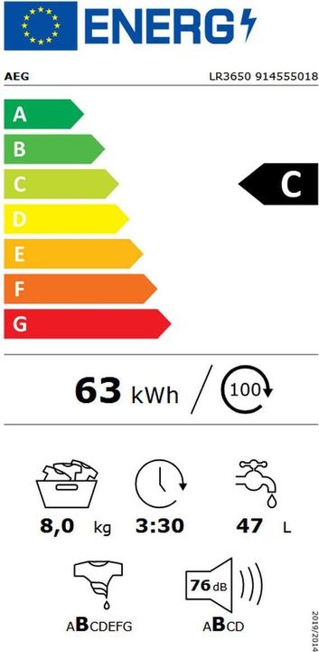 Energie-Label AEG LR3650 (8 kg, Links)