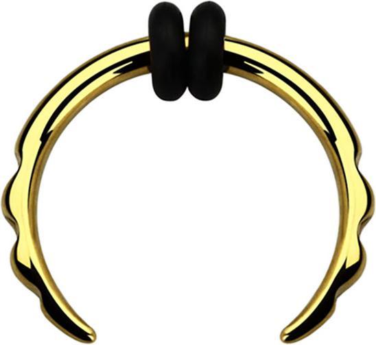 Actual product image Star Piercing Gold-plated expanding sickle with 3 notches (Surgical steel 316L)