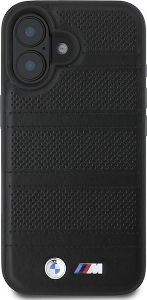 Actual product image BMW BMHMP16S23PUSPK iPhone 16 6.1" czarny/black hardcase M Perforated And Stitched Line MagSafe (Apple iPhone 16)