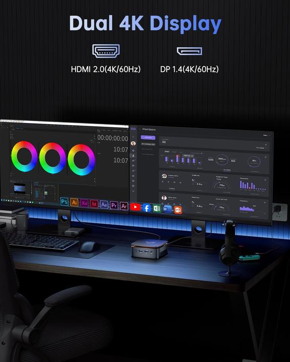 Image du produit NiPoGi Mini-PC E1 mit Intel Twin Lake N150, unterstützt 4K UHD (Intel N150, 16 Go)