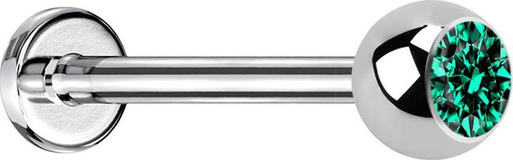 Produktbild Star Piercing Micro Labret silber mit Kugel und Kristall türkis (ohne Messing, Chirurgenstahl 316L)