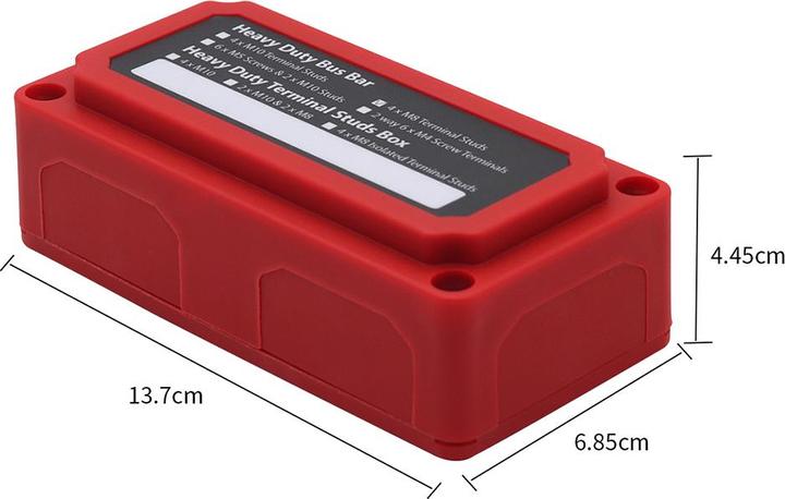 Produktbild Offgridtec BusBar Box Rot 4 x M8 Anschlussbolzen inkl. Abdeckung und Befestigungsschrauben