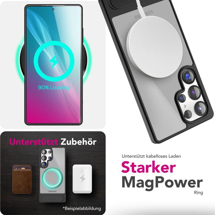 Immagine prodotto Nalia Triton - Durchsichtige Standfuss Hülle mit MagSafe Ring - Kickstand Hardcover (Samsung Galaxy S25 Ultra)