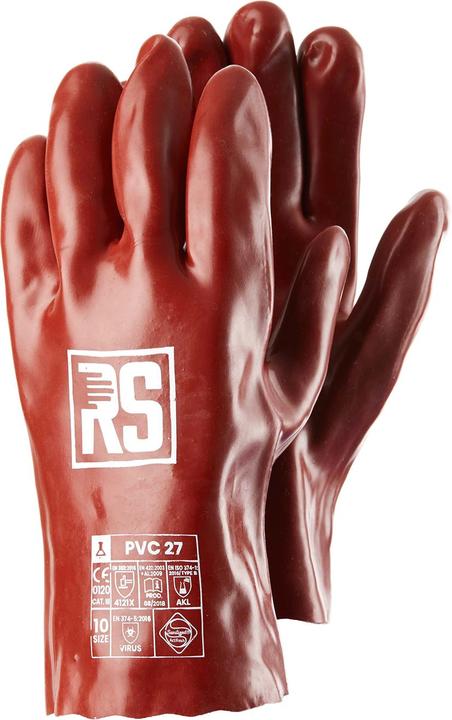 Actual product image RS Gloves chemistry PVC, 27 cm, size 10, red (10)