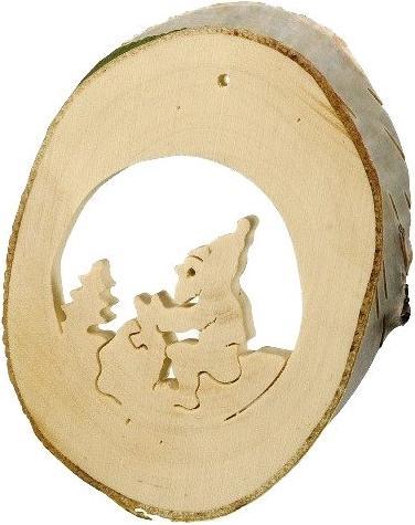 Actual product image small foot Wooden decorative pendant: Wooden deco trailer with motif (1 pcs.)