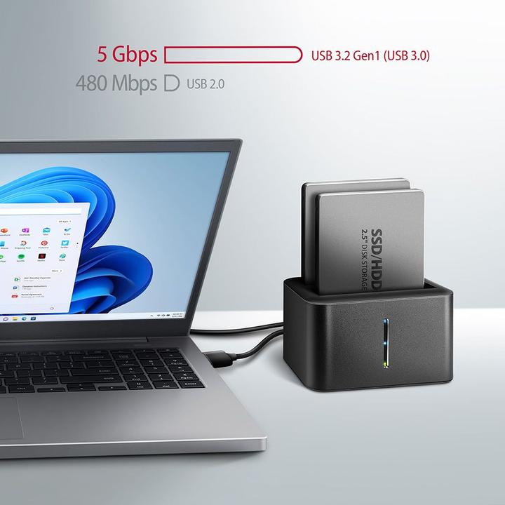 Immagine prodotto Axagon ADSA-D25 unità di archiviazione docking station USB 3.2 Gen 1 (3.1 Gen 1) Tipo micro-B Nero (2.5")