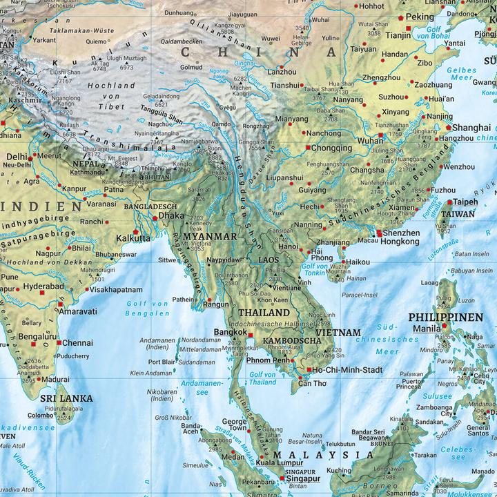 Actual product image World map, political - physical, 1:20,000,000, poster, freytag & berndt