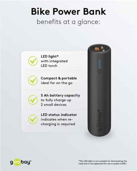 Productafbeelding Goobay Fiets Powerbank (5000 mAh, 18.50 W, 18.50 Wh)