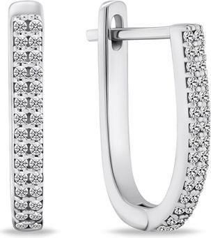Brilio Silver - Glittering silver round earrings EA132W