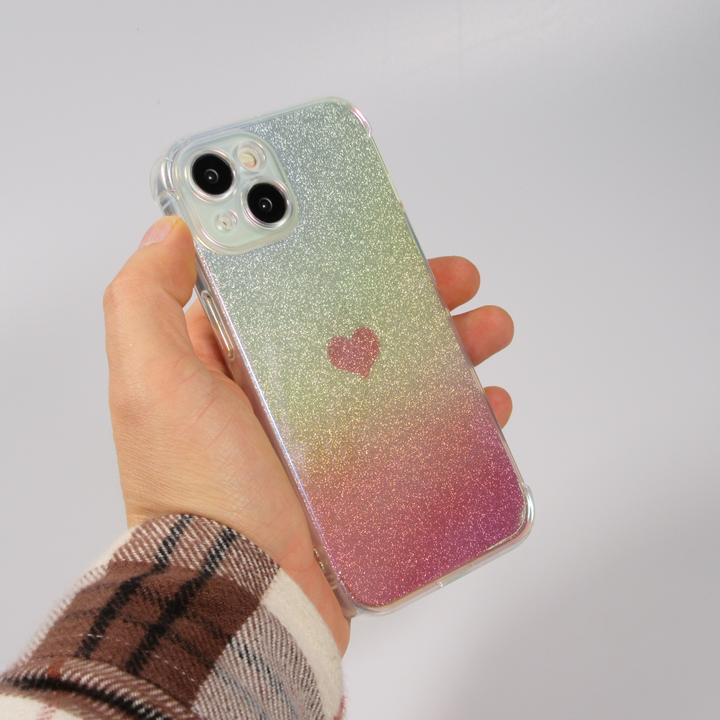 Produktbild PhoneLook Hülle Silikon Bumper glitzer blur mit Herz (Apple iPhone 15)
