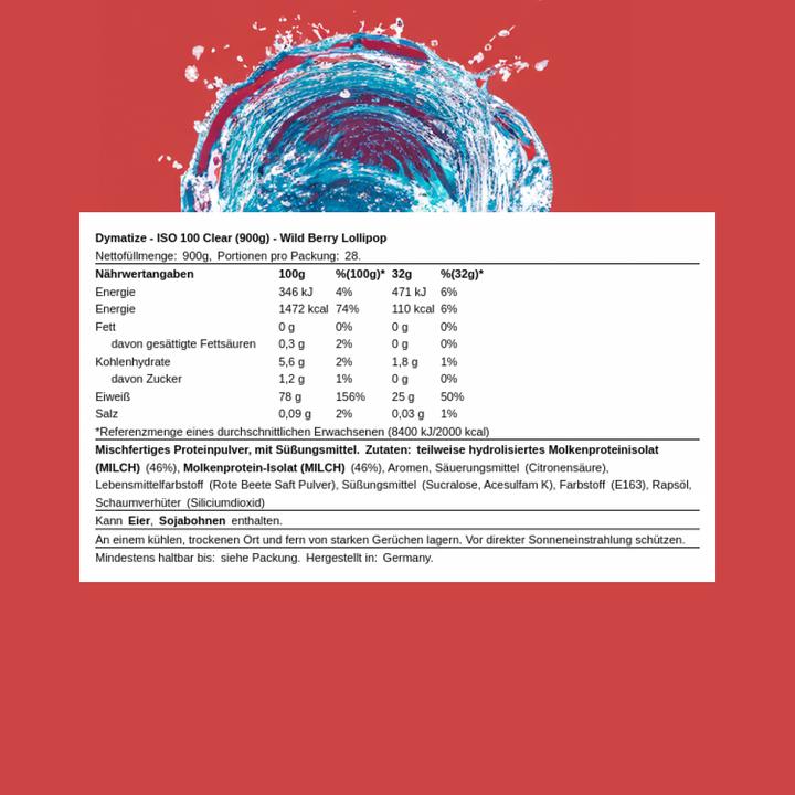 Image du produit Dymatize ISO100 Clear Whey (Sucette aux baies sauvages, 1 pcs, 900 g)