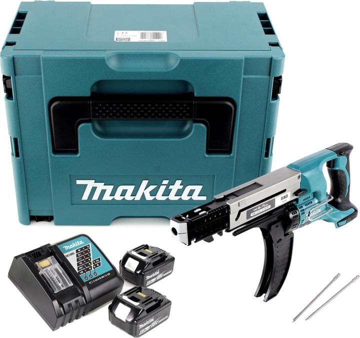 Actual product image Makita DFR 750 RGJ Battery Magazine Screwdriver 18V 45-75mm + 2x Battery 6,0Ah + Charger + Makpac (Rechargeable battery operated)