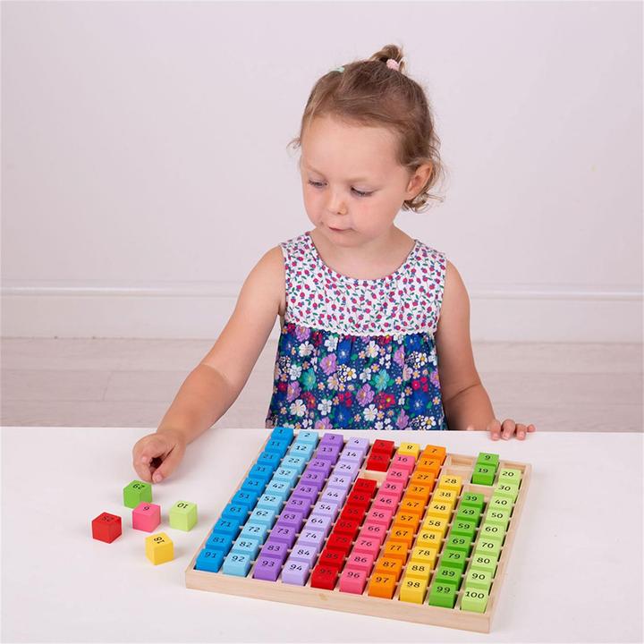 Actual product image Bigjigs Wooden number blocks in a square board, 100pcs.