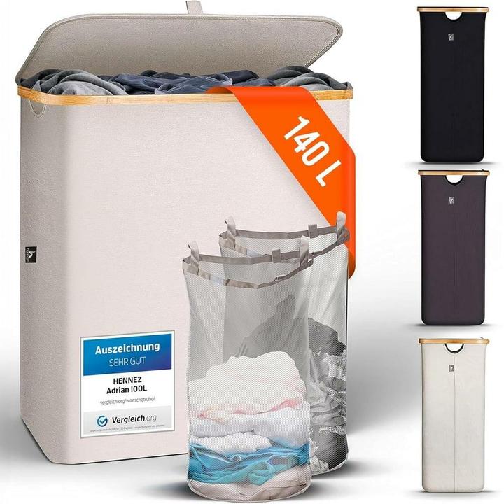 Produktbild Hennez Wäschekorb Adrian 140 l, Beige, Detailfarbe: Beige (140 l)