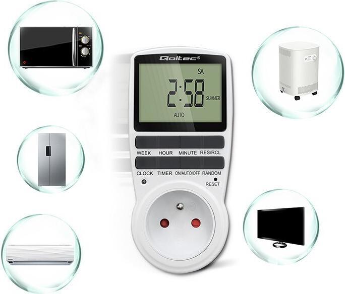 Produktbild Qoltec Elektroniczny programator czasowy PC0628 | 3680W | 16A | LCD