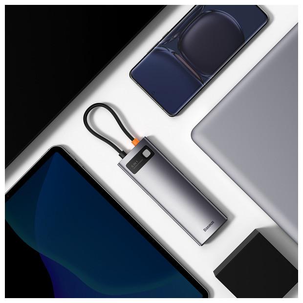 Actual product image Baseus Metal Gleam Series 9-in-1 Multifunctional Type-C HUB Docking Station Gray Type-C to HDMI*2+USB3.0*2 (USB-C, 9 Ports)