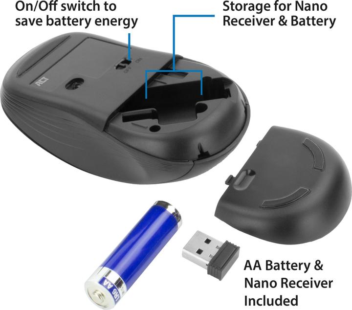 Produktbild AC5105 Maus Beidhändig RF Wireless Optisch 1000 DPI (Kabellos)