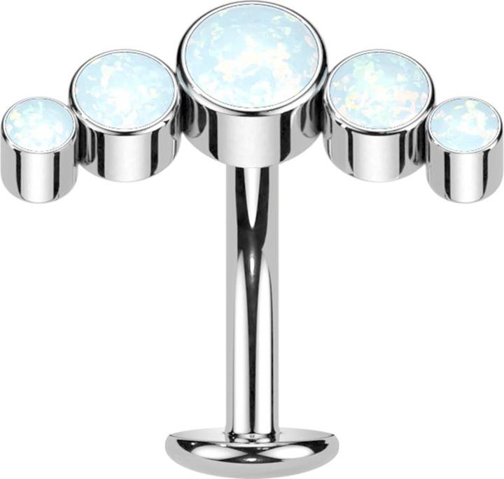 Produktbild Star Piercing Threadless Labret-Stab Banane silber fünf Opale weiss (Titan G23)