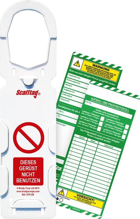Actual product image Brady Scafftag®, SCAF-DE-STSH-A, Scafftag MK1 Set, 10 x Scafftag MK 1 holders, 20 x Scafftag insertion