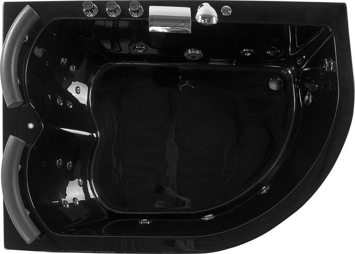 Image du produit Beliani Baignoire à hydromassage noire modèle d'angle avec LED à droite 160 cm x 113 cm PARADISO (427 l, 160 cm, 113 cm)