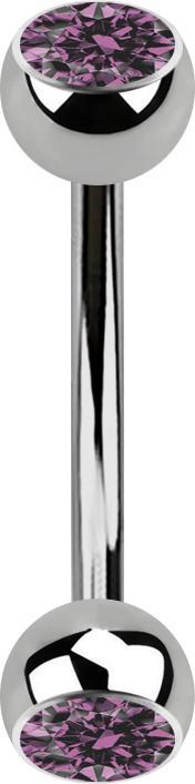 Actual product image Star Piercing Banane silber mit zwei Kugeln Kristall hellviolett (without brass, Titanium G23)