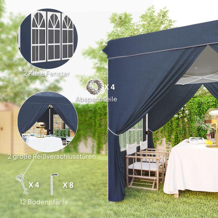 Immagine prodotto Swisshandel24 Faltpavillon 2,5x2,5m, wasserabweisend mit 4 Seitenteilen, Dunkelblau (250 cm, 250 cm)