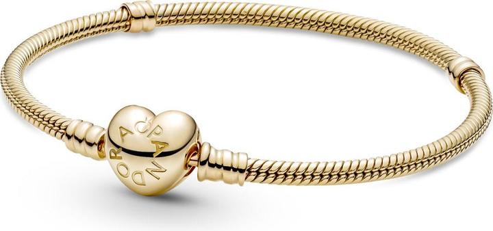 Pandora Moments Schlangen Armband mit Herz-Verschluss (16 cm, Gold 14k (585))