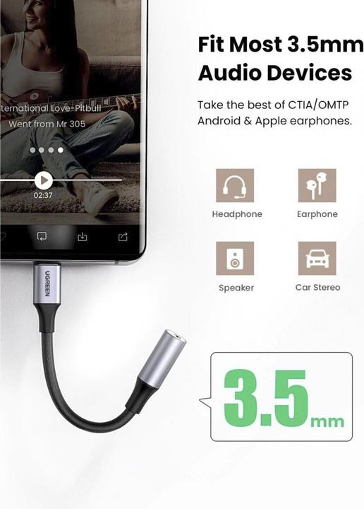 Immagine prodotto Ugreen Adattatore da USB-C a 3.5mm Jack con supporto IPAD Pro e Samsung Note 10 (USB tipo C, Jack da 3.5mm)