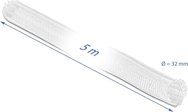 Immagine prodotto Delock Tubo intrecciato con chiusura in velcro 5 m x 32 mm bianco (Tubo cavi, 500 cm)