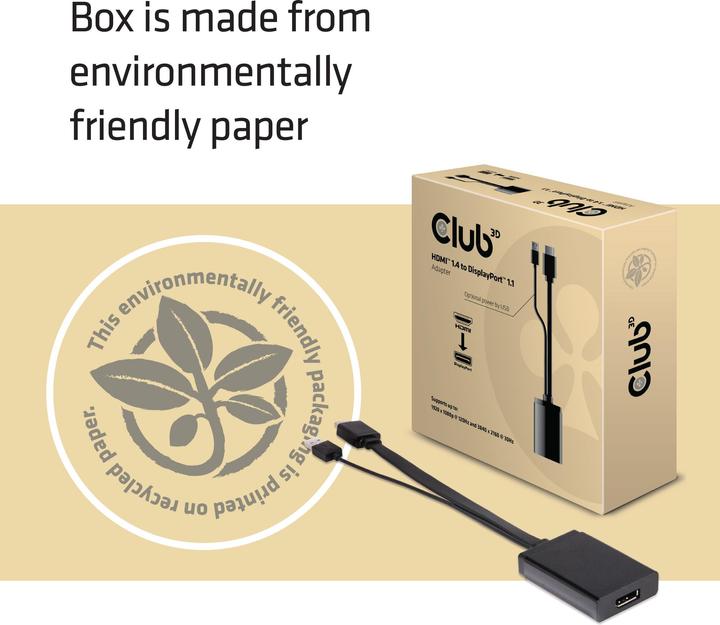 Image du produit Club 3D Adaptateur HDMI 1.4 vers DisplayPort1.1 (DP, 31 cm)