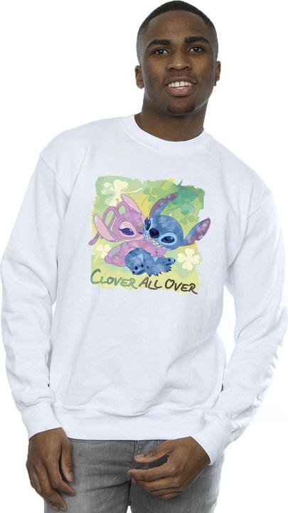 Actual product image Disney Mens Lilo And Stitch St Patrick's Day Clover Sweatshirt (XXL)