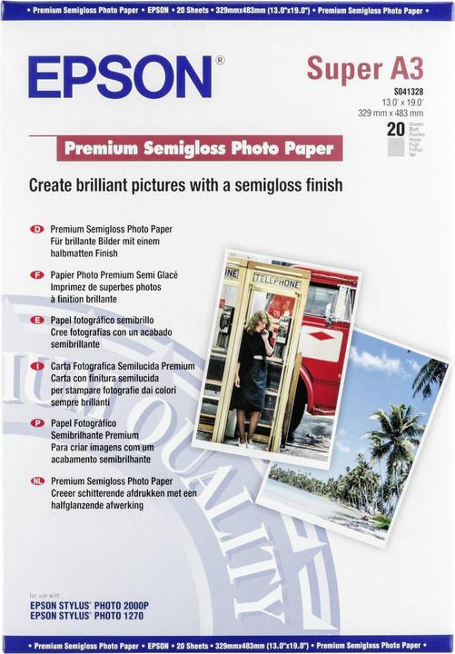Image du produit Epson Premium Semigloss (250 g/m², A3+, 20 x)