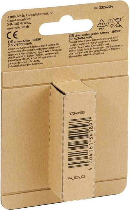 Image du produit Voltcraft VC-18650 Spezial-Akku 18650 Flat-Top Lithium 3.6 V 3400 mAh (18650, 3400 mAh)
