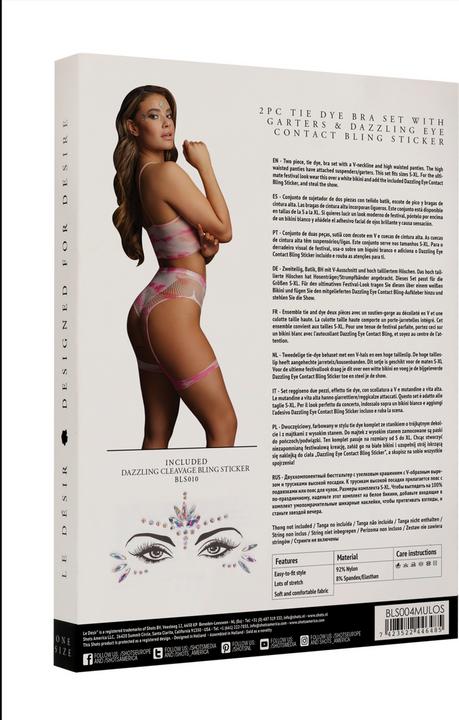 Productafbeelding Le Désir 2PC Tie Dye BH Set met kousenband & oogverblindend Oogcontact Bl (Eén maat voor iedereen)