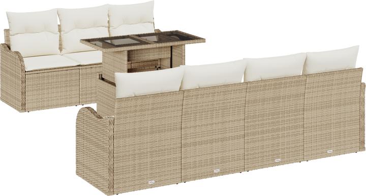 Actual product image VidaXL 8-piece garden sofa set with cushions Beige poly rattan
