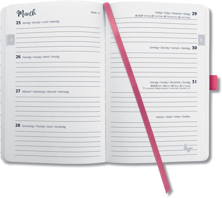 Valeurs nutritives et ingrédients Jolie Agenda de poche (A6, Allemand, Français, Italien, Anglais)