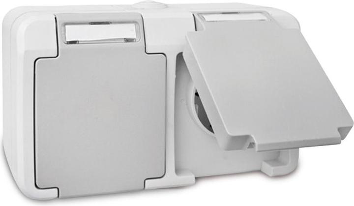 Image du produit Peranova 102439 Gamme d'interrupteurs pour locaux humides Double prise Pera Gris clair, Dun