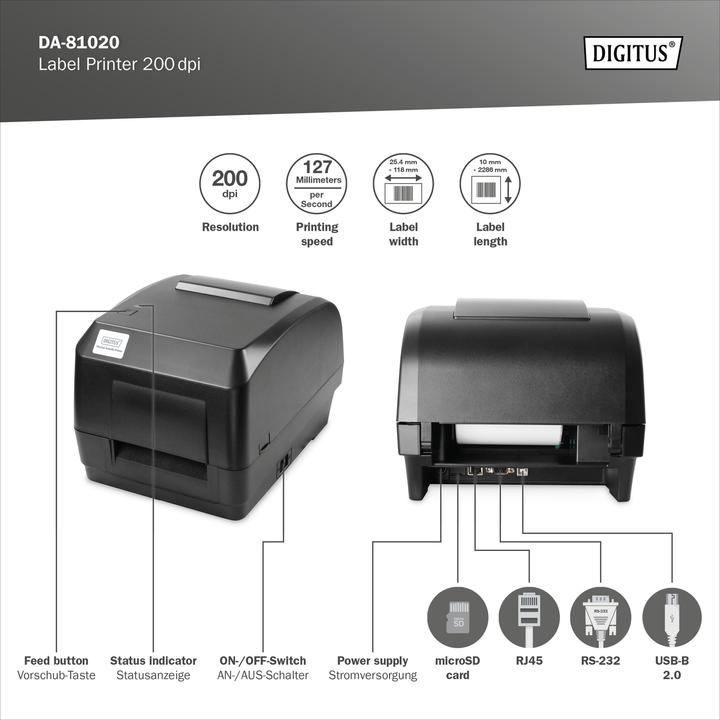 Immagine prodotto Digitus Label Printer 200dpi (203 dpi)