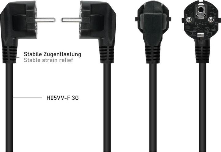 Actual product image Kabelmeister Y mains cable earthing contact plug type E+F (CEE 7/7, angled) to 2x socket C13, black (2 m)