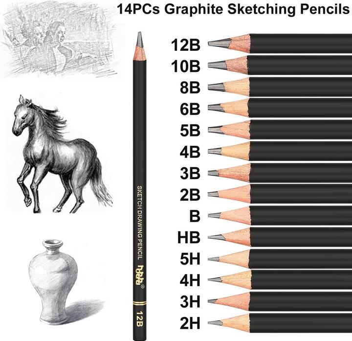 Actual product image Hohuhu Coloured charcoal pencil set (Multicoloured)