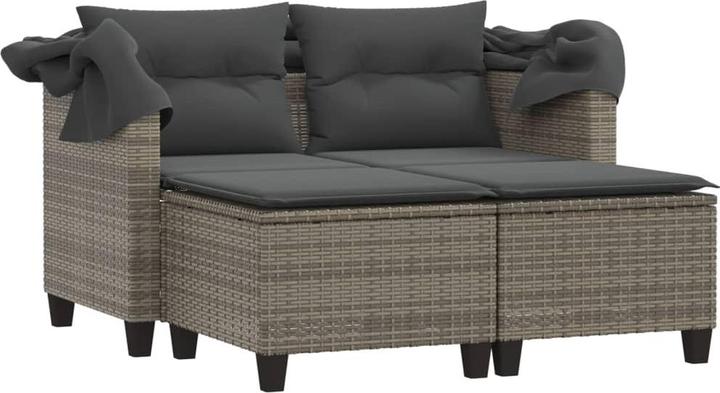 Produktbild VidaXL Gartensofa 2-Sitzer mit Dach und Hockern