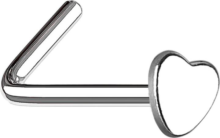 Produktbild Star Piercing Nasenstecker gewinkelt silber mit Herz (ohne Messing, Chirurgenstahl 316L)