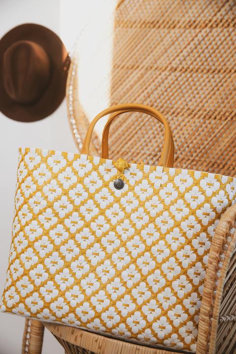 Produktbild Handed by Motif Bag Shopper L mustard with white pattern