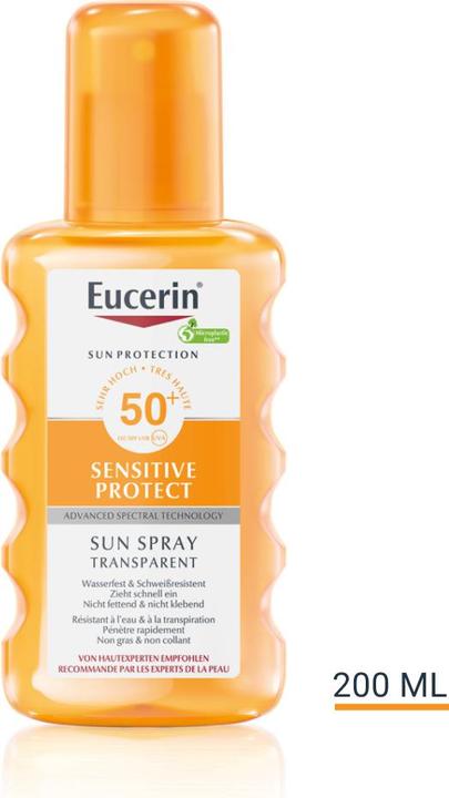 Produktbild Eucerin SUN Body Spray Sensitive Protect Transparent LSF 50+ (Sonnenspray, SPF 50, 200 ml, 211 g)