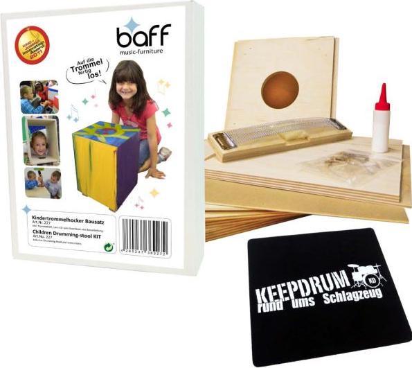 Actual product image Baff Kids Drum Stool Cajon Kit 38 with keepdrum Seat Pad (Drum)