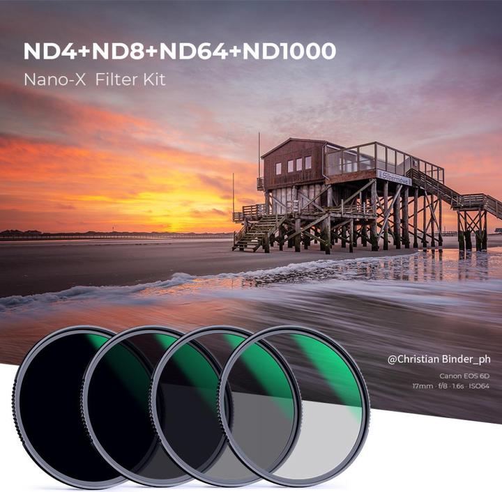 Actual product image K&F Concept ND Filter Kit ND4/8/64/1000 Nano X 52mm (KF-1629) (Neutral density filter, 52 mm)