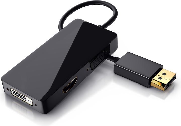 Produktbild CSL 3in1 DisplayPort auf HDMI Adapter, HDMI DVI VGA Video Adapter, 15 cm, Konverter-Kabel, Full HD 1080p (DVI, HDMI, VGA, 10 cm)