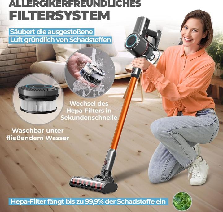 Actual product image KLAMER Akkustaubsauger, 420 Watt, 1 Akku und mit verschiedenen Aufsätzen
